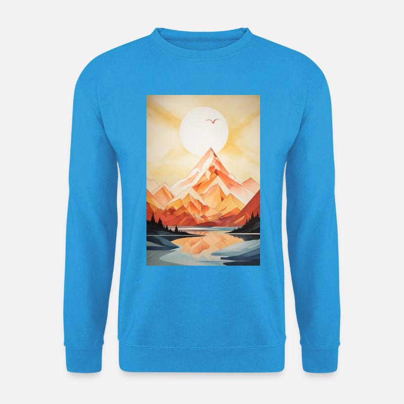 Berglandschaft mit Sonnenuntergang - Unisex Pullover - Meeresblau