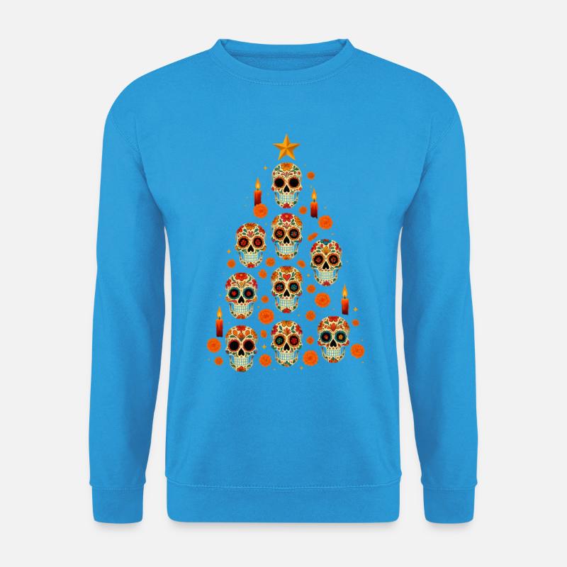 Sugar Skull Christmas Tree Design - Unisex Pullover - Meeresblau