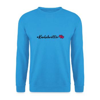 kuschelwetter herzen - Unisex Pullover - Meeresblau - Vorne - Alina (178cm) & Michal (187cm)
