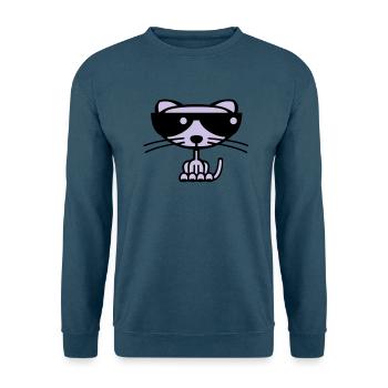 Cool Cat (couleur) - Sweat-shirt Unisexe - bleu mer - Devant - Alina (178cm) & Michal (187cm)