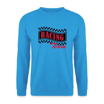 racing_team_002 - Unisex Pullover - Meeresblau - Vorne - Alina (178cm) & Michal (187cm)