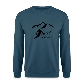 Skifahren - Unisex Pullover - Meeresblau - Vorne - Alina (178cm) & Michal (187cm)
