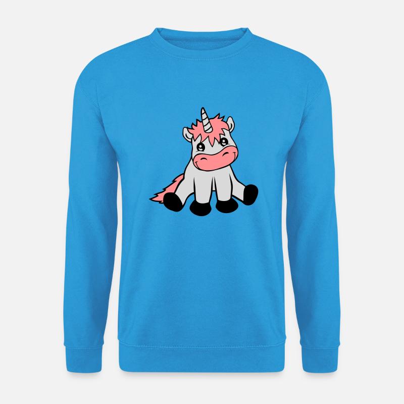 Sitzendes niedliches Einhorn - Unisex Pullover - Meeresblau