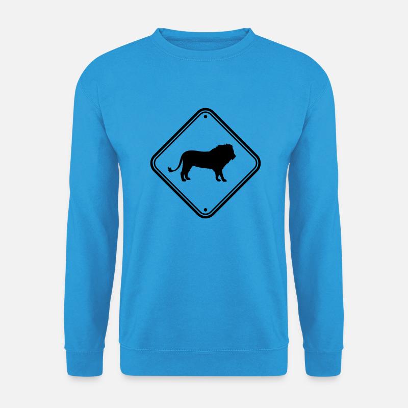 Schild Vorsicht Löwe - Unisex Pullover - Meeresblau