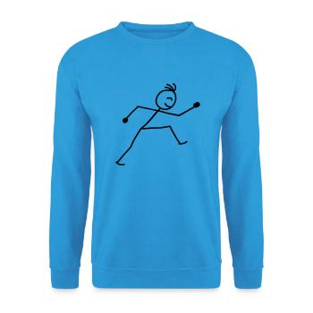 walking_stick_figure_1c - Unisex Pullover - Meeresblau - Vorne - Alina (178cm) & Michal (187cm)