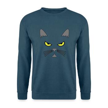 Katze cool gesicht - Unisex Pullover - Meeresblau - Vorne - Alina (178cm) & Michal (187cm)