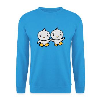 2 friends team couple couple party cool chick cute - Unisex Sweatshirt - sea blue - Front - Alina (178cm) & Michal (187cm)