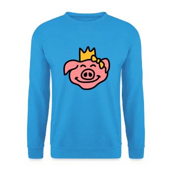 Pricess Pig Head - Unisex Sweatshirt - sea blue - Front - Alina (178cm) & Michal (187cm)