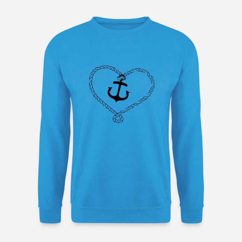 Anker Shirt mit Herz aus Seil - Unisex Pullover - Meeresblau