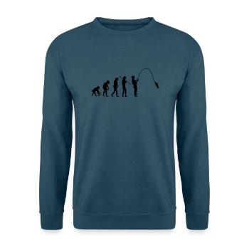 fishing_evolution_001 - Unisex Pullover - Meeresblau - Vorne - Alina (178cm) & Michal (187cm)