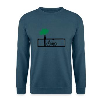 Fahrrand am Strand Vektor - Unisex Pullover - Meeresblau - Vorne - Alina (178cm) & Michal (187cm)