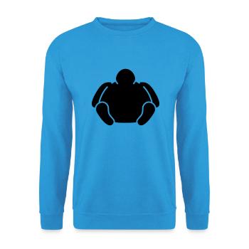Sitting Fat Man - Unisex Pullover - Meeresblau - Vorne - Alina (178cm) & Michal (187cm)