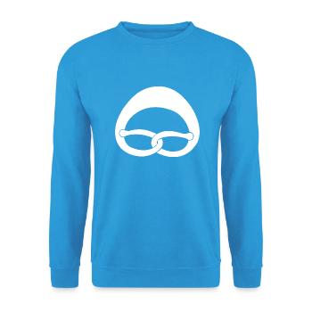 Brezel - Unisex Pullover - Meeresblau - Vorne - Alina (178cm) & Michal (187cm)