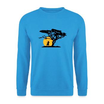 sun silhouette tree africa savanna lonely trauri - Unisex Sweatshirt - sea blue - Front - Alina (178cm) & Michal (187cm)
