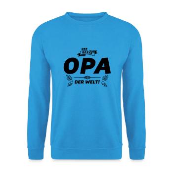 opa der beste der welt design - Unisex Pullover - Meeresblau - Vorne - Alina (178cm) & Michal (187cm)