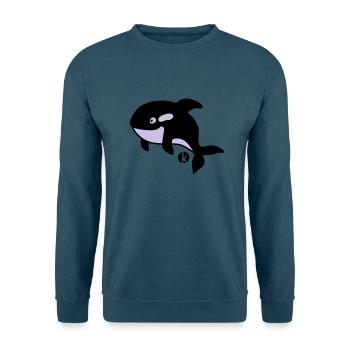 Orka - Orca - Wal - Whale - Unisex Pullover - Meeresblau - Vorne - Alina (178cm) & Michal (187cm)