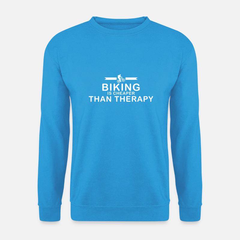 Biking is cheaper than therapy - Unisex Pullover - Meeresblau