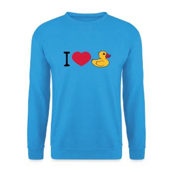 love i love heart squeaky duck rubber duck bath duck - Unisex Sweatshirt - sea blue - Front - Alina (178cm) & Michal (187cm)