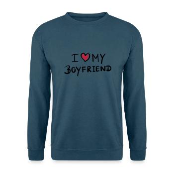 i_love_my_boyfriend__f2 - Sweat-shirt Unisexe - bleu mer - Devant - Alina (178cm) & Michal (187cm)