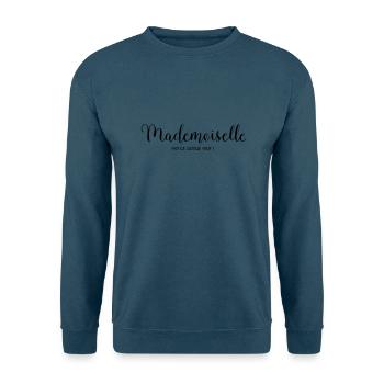 Mademoiselle Fait Ce Qu'Elle Veut - Sweat-shirt Unisexe - bleu mer - Devant - Alina (178cm) & Michal (187cm)