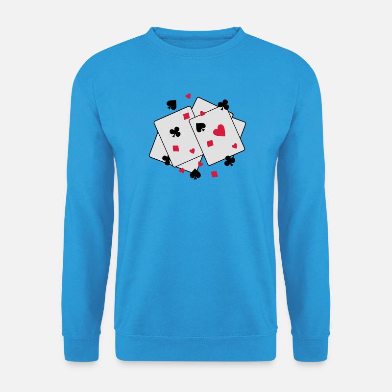 Stilisierte Spielkarten im Minimalstil - Unisex Pullover - Meeresblau