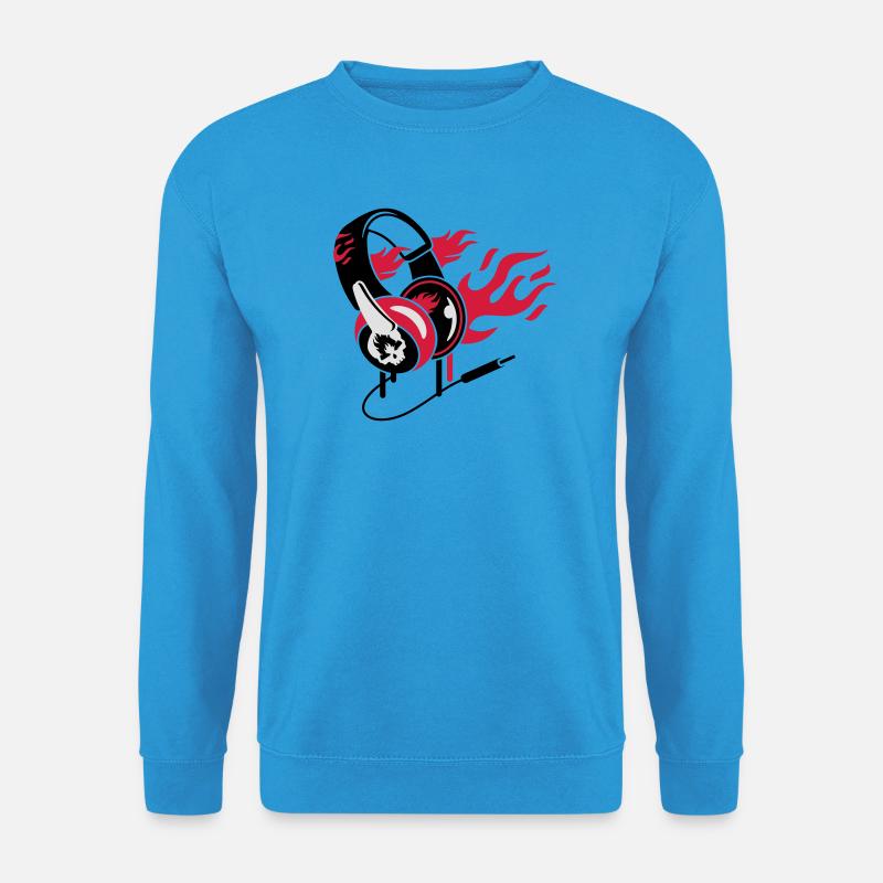 Kopfhörer und Flammen - Unisex Pullover - Meeresblau