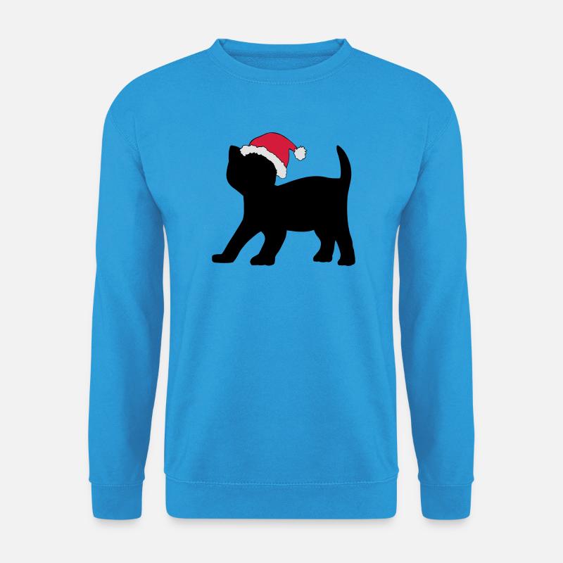Kätzchen in einem Weihnachts-Hut. - Unisex Pullover - Meeresblau