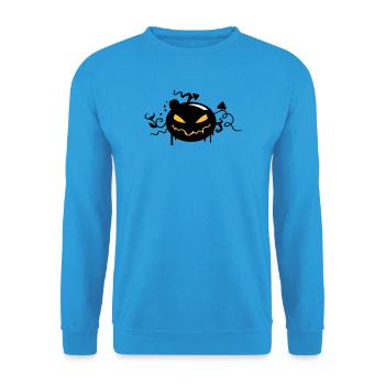 citrouille d'halloween noir avec des yeux brillants - Sweat-shirt Unisexe - bleu mer - Devant - Alina (178cm) & Michal (187cm)