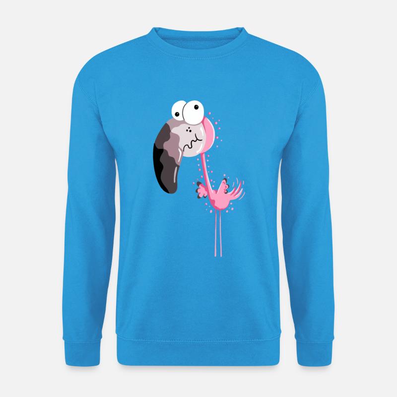 Lustiger Flamingo - Flamingos - Vogel - Comic - Unisex Pullover - Meeresblau