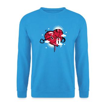 laced & repaired heart with keyhole - Unisex Sweatshirt - sea blue - Front - Alina (178cm) & Michal (187cm)