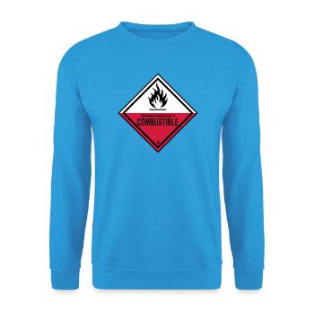 flame danger flammable humor irony fire brigade - Unisex Sweatshirt - sea blue - Front - Alina (178cm) & Michal (187cm)