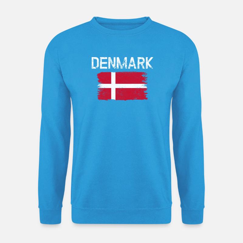 Dänische Flaggen-Pinselkunst - Unisex Pullover - Meeresblau