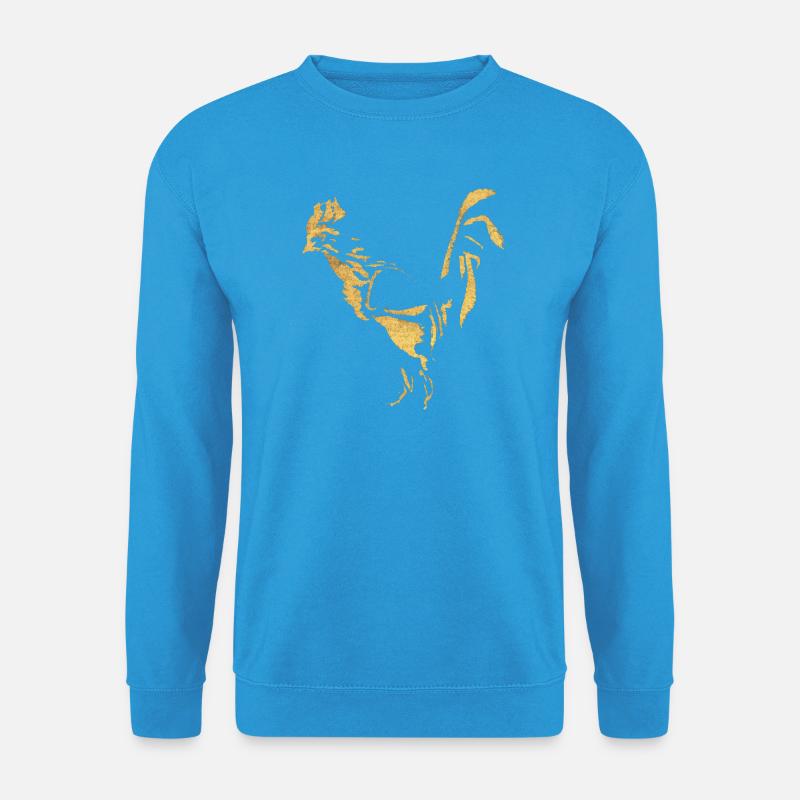 Hahn - Tusche / Gold - Unisex Pullover - Meeresblau