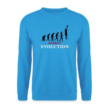Basket Evolution Sport und Humor 3c - Unisex Pullover - Meeresblau - Vorne - Alina (178cm) & Michal (187cm)