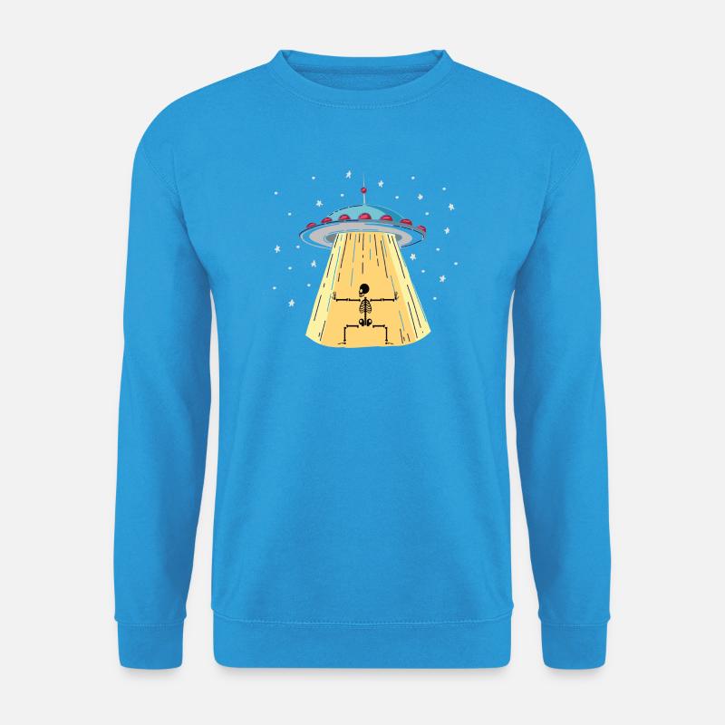 UFO mit Skeleton Lichtinstallation - Unisex Pullover - Meeresblau
