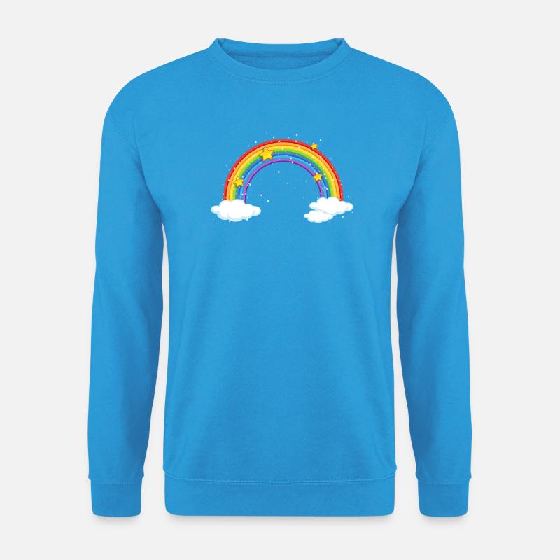 Heller Cartoon Regenbogen mit Wolken - Unisex Pullover - Meeresblau