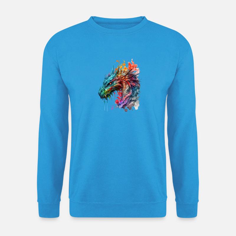 Aquarell Drache - Unisex Pullover - Meeresblau