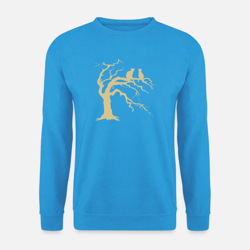 Dead tree with 2 cats silhouette - Unisex Sweatshirt - sea blue