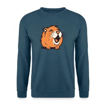 Cheerful Capybara / Guinea Pig / Hamster – Heart - Unisex Sweatshirt - sea blue - Front - Alina (178cm) & Michal (187cm)