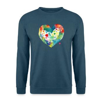 Heart - Unisex Sweatshirt - sea blue - Front - Alina (178cm) & Michal (187cm)