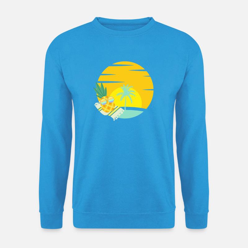 Ananas mit Sonnenbrille am Strand - Unisex Pullover - Meeresblau