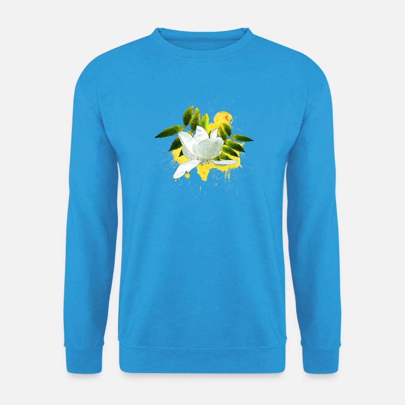 hübsche Blumenprints, Magnolie mit Blättern - Unisex Pullover - Meeresblau