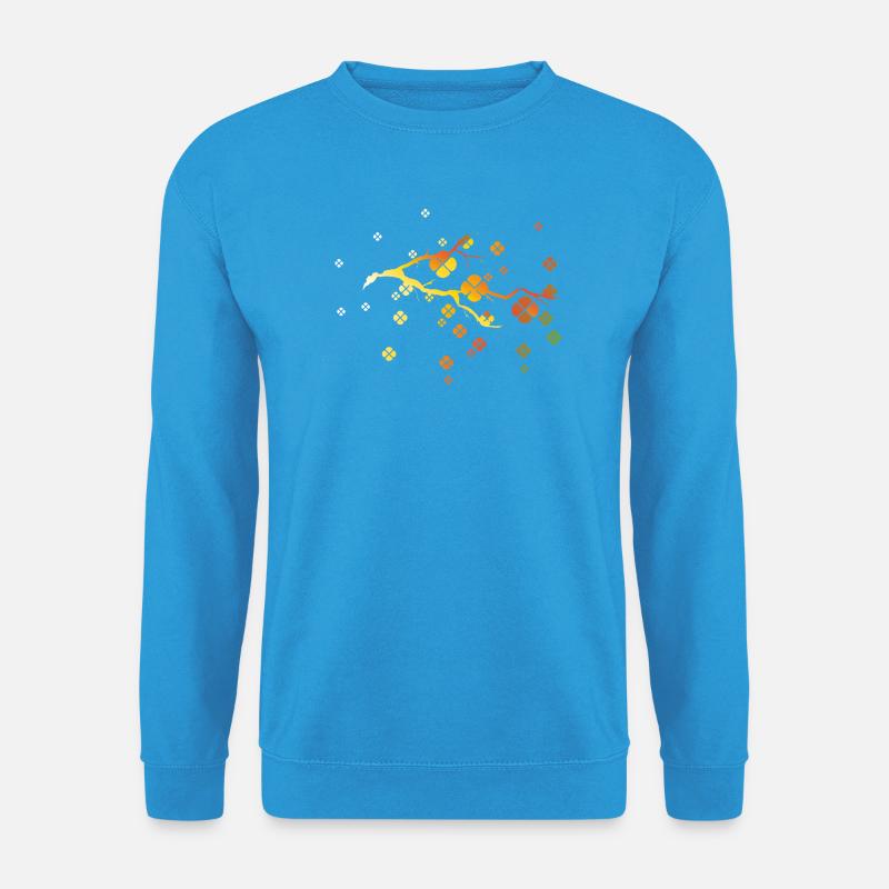 filigraner herbstlicher Zweig mit bunten Blättern - Unisex Pullover - Meeresblau