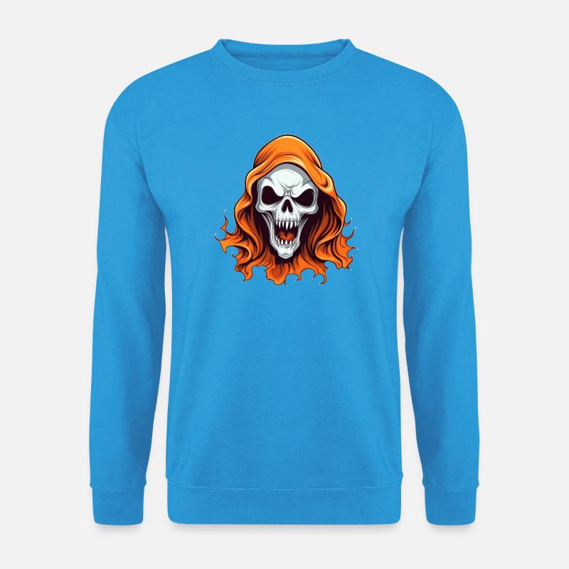 Totenkopf mit flammendem Haar - Unisex Pullover - Meeresblau