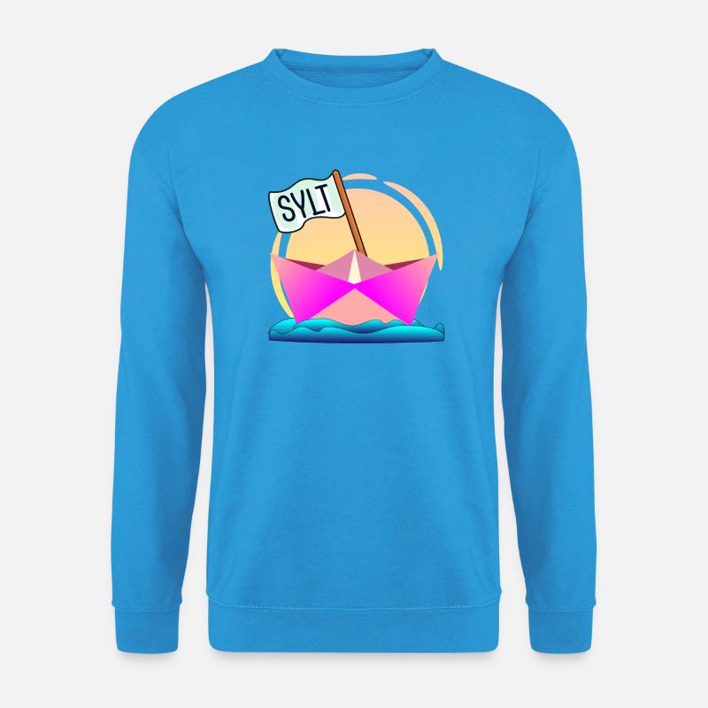 Papierboot - Sylt Norddeutschland - BOOTFAHREN - Unisex Pullover - Meeresblau