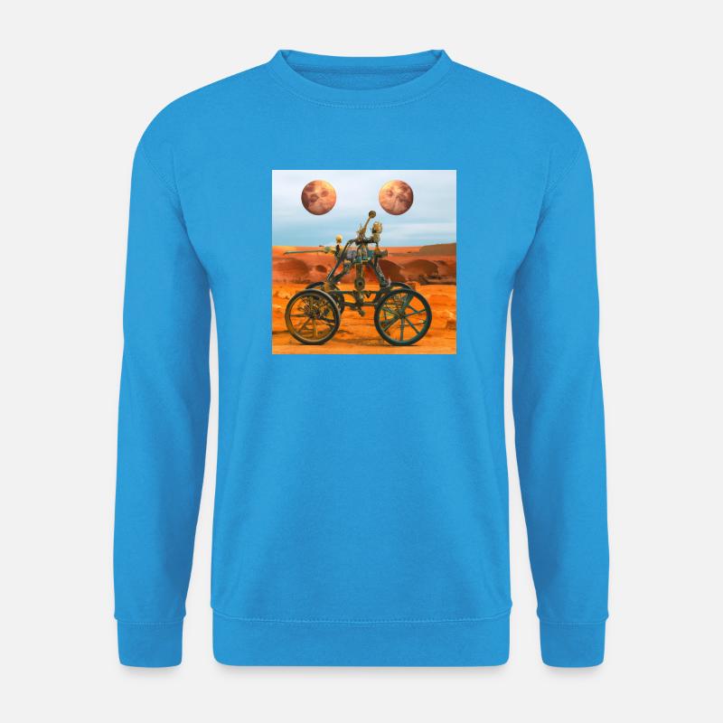 Mars-Rover mit zwei Monde - Unisex Pullover - Meeresblau