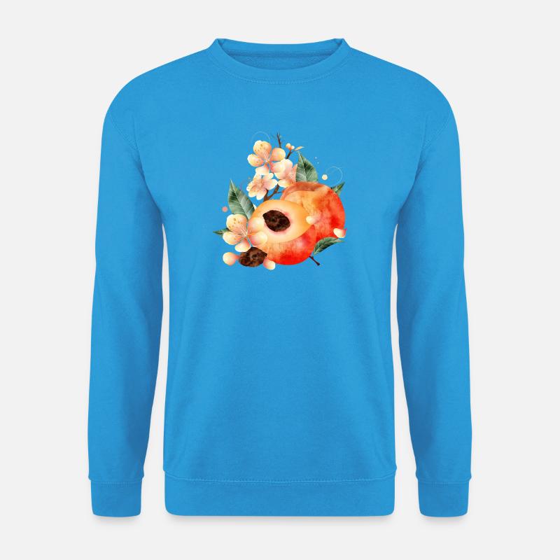 Pfirsichhälfte,Pfirsiche,Blätter & Pfirsichblüten - Unisex Pullover - Meeresblau