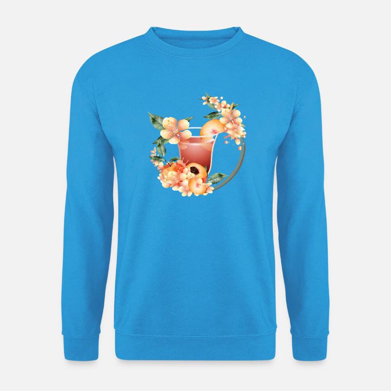 Cocktail mit Pfirsichhälfte & Pfirsichblütenkranz - Unisex Pullover - Meeresblau