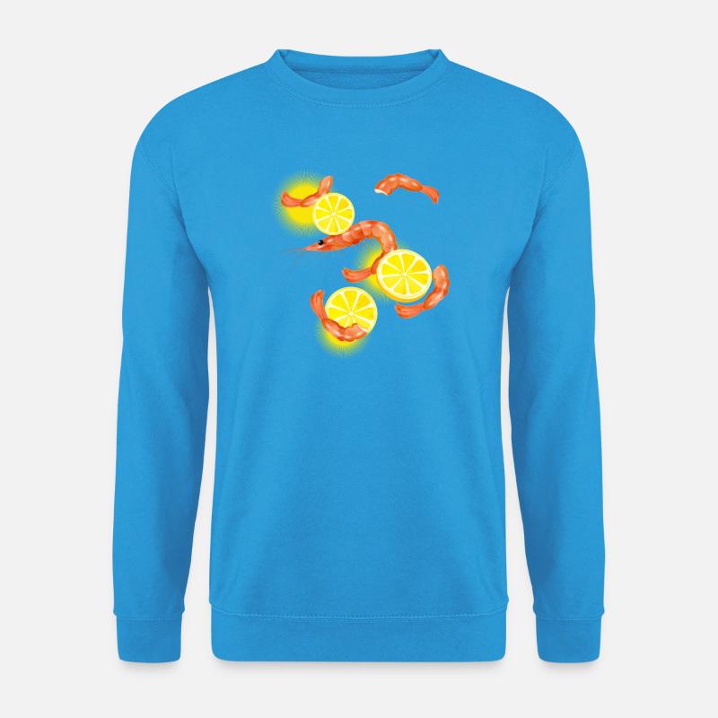 Garnelen oder Shrimps mit Zitronen Scheiben - Unisex Pullover - Meeresblau