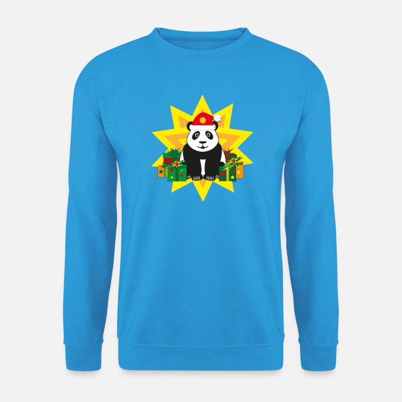 Panda mit Weihnachtsmütze und Stern. - Unisex Pullover - Meeresblau